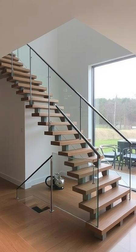 Floating Stairs with Glass Railings Floating Stairs with Glass Railings