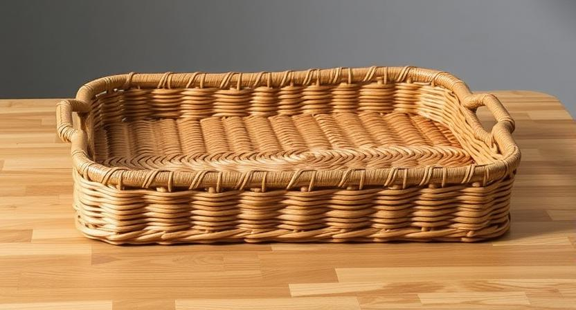 Scallop-Trim Wicker Tray Scallop-Trim Wicker Tray