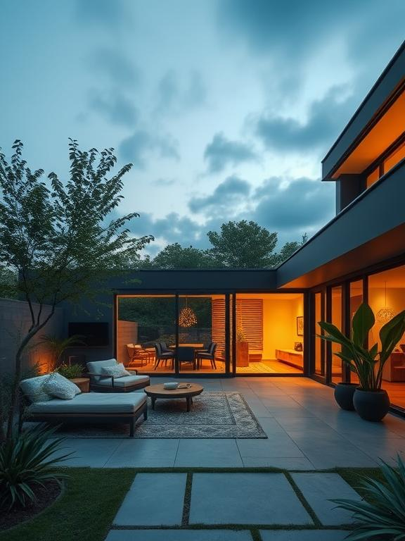 The outside spaces flowed easily into the interiors. The outside spaces flowed easily into the interiors.