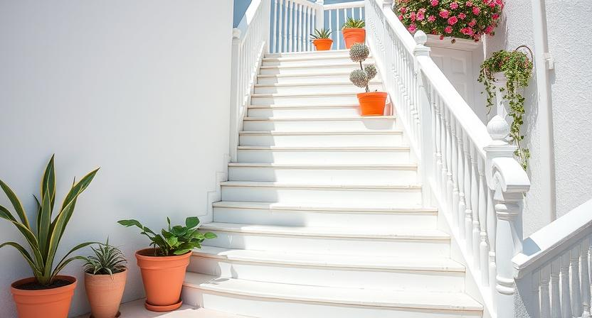 White Stairs with a Pop Color Ladder-like Staircase 21
